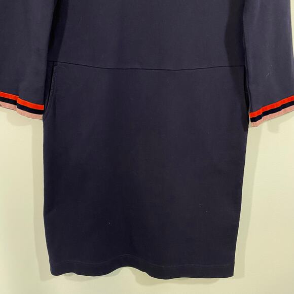 Boden Navy Livia Velvet Striped Cuff Quarter Sleeve Sweatshirt Dress Size 6R - Picture 3 of 9